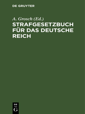 cover image of Strafgesetzbuch für das Deutsche Reich